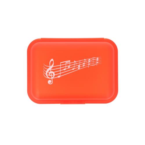 Lunch box with click closure and music print, 3 colors - Color: red