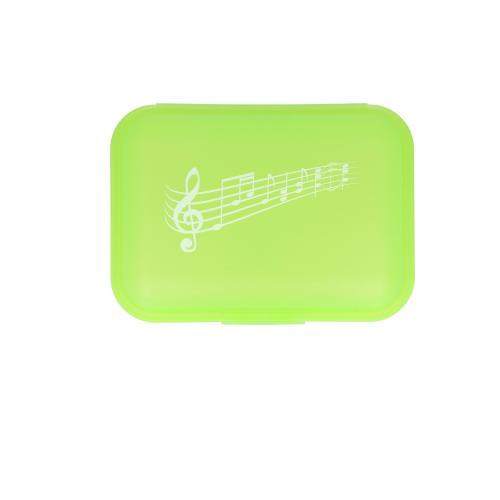 Lunch box with click closure and music print, 3 colors - Color: lime