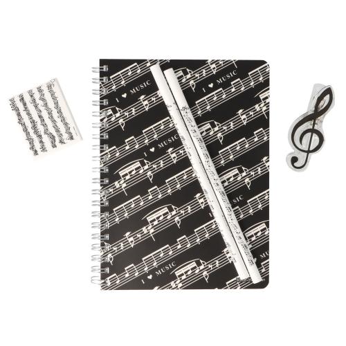Writing set notebook, 2 pencils, clip, eraser