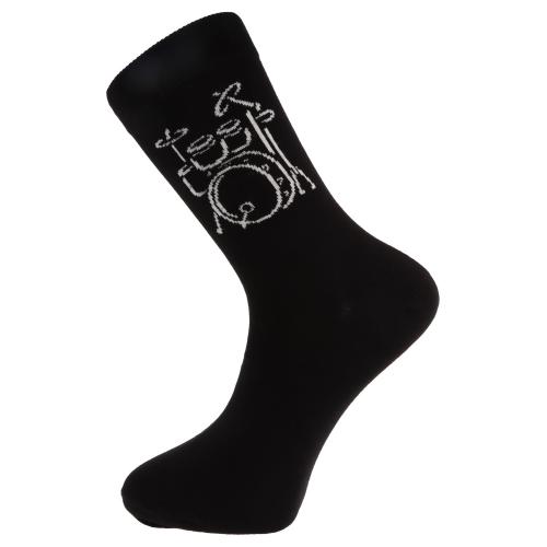 Socks with woven-in white drum kit, music socks