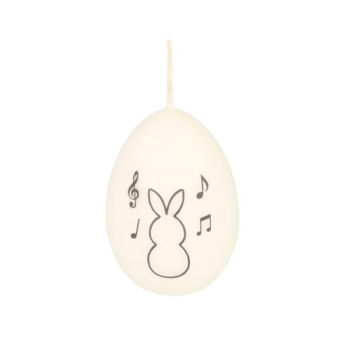 Egg candle, white/anthracite, various motifs - Motif: Bunny 2