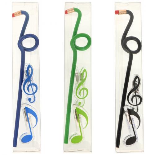 Set with eighth note pencil and clips in different colors